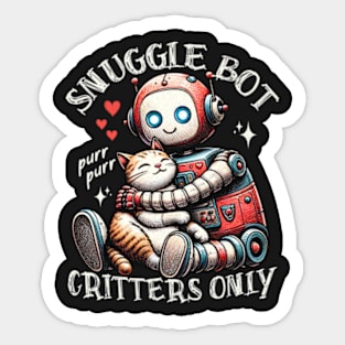 Robot Hugs Cat - Snuggle Bot Sticker